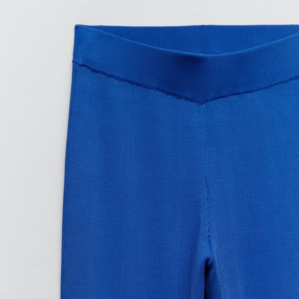 Nwt Zara blue knit ribbed pants/ Zara summer pants - Picture 2 of 4